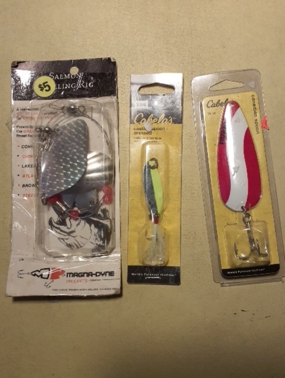 Cabela's White & Red Spoon Fishing Lure - Packaged